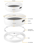 Exploded view of 360 Degree Rotating Lazy Susan Turntables Two Size Pack 9 Inch And 12 Inch For Kitchen Cabinets Pantries Under Sink Countertops Cupboards Non Slip Spice Rack Refrigerator Storage Organizer showing components like non-slip base and spinning bearings.