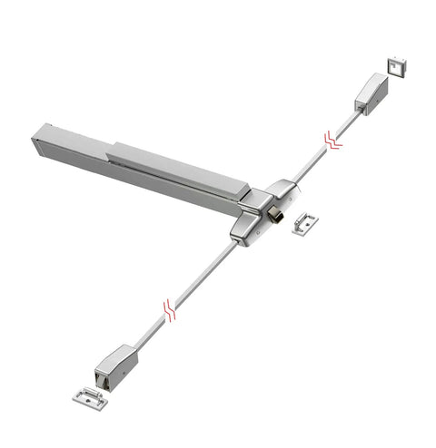 Heavy Duty Commercial Panic Bar Beefed Up Rim Exit Device Fire Rated Door Lock Cut To Size Safety Push Handle Aluminum Finish