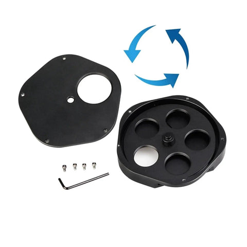 Filter Wheel Metal 5 Positions For Telescope Eyepiece Black 2 Inch with tools for Quick Filter Swapping and Secure Mounting