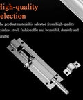 Stainless Steel Slide Barrel Bolt 4 Pack for Gates Cabinets Windows Fences, showing sleek design and durable materials.