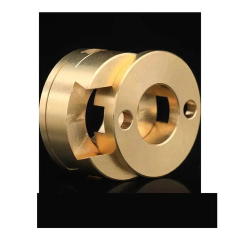 Upgrade Your 3D Printer With Oldham Couplings That Lock Tight To T8 Screw Z-Axis Motors And Make Prints Way Smoother While Drastically Cutting Down Vibration For Better Detail On Ender 3 And VzBoT BLV Machines. brass Oldham coupling for T8 lead screw Z-axis motor