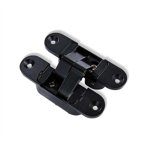 Three Dimensional Invisible Door Hinges Two Pack For Wooden Doors Folding Blind Doors Cross 180 Degree Fully Concealed Inside And Outside Open Hidden Hinges Silver Left Hand VOGOYO, close-up view