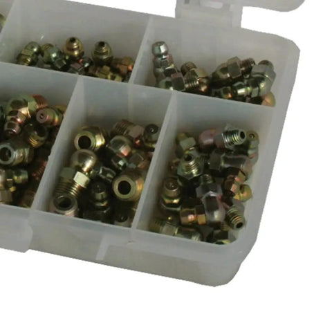 80 Piece SAE Grease Fitting Kit With Labeled Compartments For Easy Identification, Includes Replacements For Damaged Or Broken Fittings, Durable Plastic Case