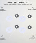 Heavy Duty Black Stainless Toilet Seat Hinge Bolts And Nuts Kit For Standard Toilets No Wobble Fix Hardware Easy Install Replacement Set For A Tight Secure Bathroom Seat, black stainless washers