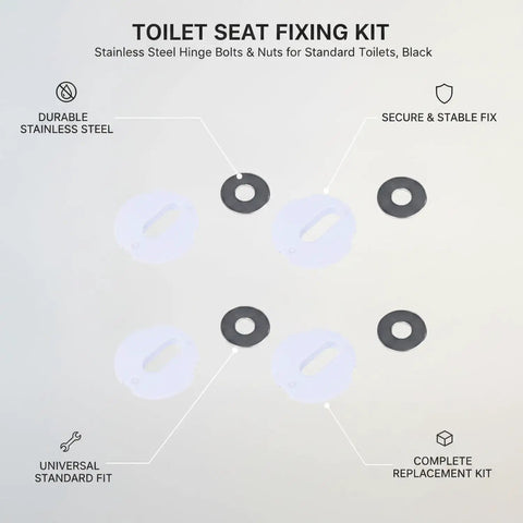 Heavy Duty Black Stainless Toilet Seat Hinge Bolts And Nuts Kit For Standard Toilets No Wobble Fix Hardware Easy Install Replacement Set For A Tight Secure Bathroom Seat, black stainless washers