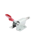 Rugged Push Pull Toggle Clamp Red Handle 50 Kg Capacity 110 Lbs Holding 66 Degree Opening 10mm Stroke Metal And Plastic Construction Model GH-36070 Built To Last For Jigs And Fixtures on metal base