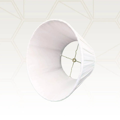 Empire English Pleat Lamp Shade 11 X 18 X 12 White Hand Tailored Shantung Silk Type Fabric With Premium Off White Lining Brass Finish Spider Fitter V Notch For 9 Inch Top Diameter Classy Look showing inside view