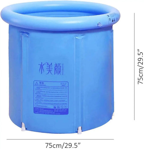Portable Inflatable Ice Bath Spa Tub For Indoor And Outdoor Use, blue, 75cm x 75cm, freestanding, 3 layer PVC bath