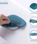 Hand holding Hair Catcher 2 Pack Silicone Drain Catchers For Kitchen Sink Bathroom Tub Easy To Install No Fuss Durable Odor Free 5.5 Inch Flexible Silicone Keeps Hair Out Of Drain over a drain.