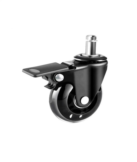 Single caster from Five Piece Lot Transparent Wheel Brake Chair Casters For Office Furniture In Two Inch Two Point Five Inch Or Three Inch Sizes