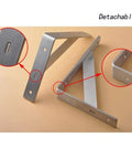 Heavy Duty Stainless Steel Shelf Brackets for Wall Mounted Corner Support showing detachable design and bracket details.