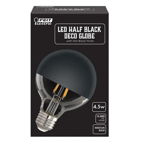Packaging of G25 DM Black Mirror Dome Filament LED Light Bulb 40W Equivalent, Dope Decorative Glass Globe With Mirrored Top