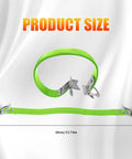 Rock Solid Heavy Duty Car Battery Carrier Strap Green Universal Hold Down Belt With Durable Synthetic Fiber Rope For No Slip Guarantee And Zero Sweat Auto Transport Setup, displayed with size measurements.