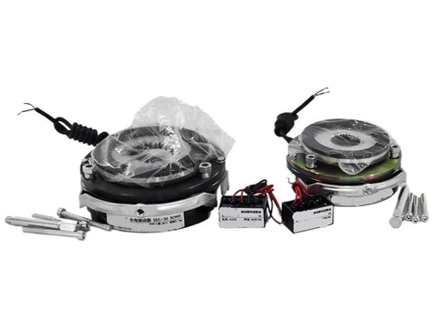 Heavy Duty Electromagnetic Brake Assembly Featuring Boss Level Dc Solenoid Release And Rock Solid Torque Management For Industrial Motors And Precision Automation Drive Trains, including mounting hardware.