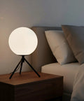 Modern Black Globe Table Lamp With Opal Glass Ball On A Metal Tripod Base Mid Century Inspired Bedside Lamp Cozy Nightstand Lighting For Bedroom