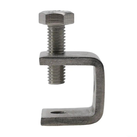 Heavy Duty Stainless Steel C Clamps For Welding And Construction, 0 To 20mm Jaw Opening, silver metal clamp with M6 screw.
