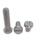 Pro Grade SS304 Stainless Steel Slotted Cheese Head Machine Screws M6 X 60Mm 10 Pack displayed, showing three screws with slotted heads.
