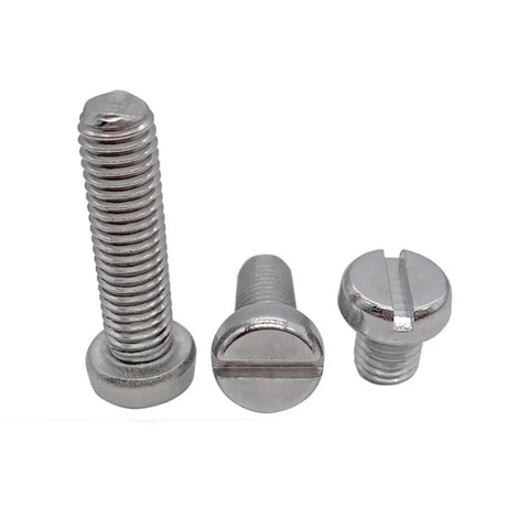 Pro Grade SS304 Stainless Steel Slotted Cheese Head Machine Screws M6 X 60Mm 10 Pack displayed, showing three screws with slotted heads.