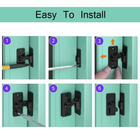 Installation steps for 90 Degree Latch Door Bolt For Sliding Doors And Cabinet Doors Premium Stainless Steel Lock Buckle With Multi Layer Coating Rustproof And Corrosion Resistant Durable Clamshell Design For Extra Safety And Reliable Home Security.