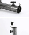 Two Pack Heavy Duty Patio Umbrella Anchor Stand with Forked Ground Screw Stakes, adjustable pole fits, close-up details.