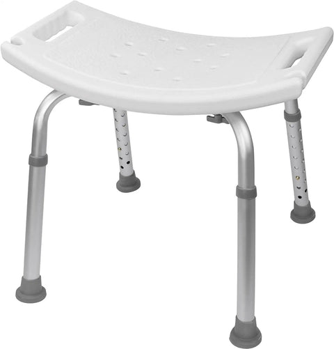 FSA/HSA Eligible Adjustable Shower Chair With Easy Tool-Free Assembly, aluminum bath seat, non-slip feet, sloped seat with drainage