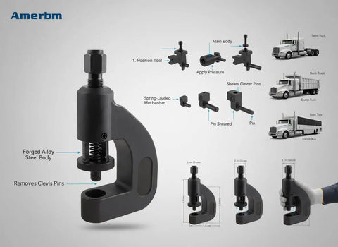 Pro Grade Brake Clevis Pin Press Tool For Class 6 To 8 Semi Trucks And Commercial Vehicles Heavy Duty Pin Removal Forged Alloy Steel Body