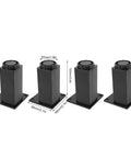 Adjustable Aluminum Sofa Legs 4 Pack For Cabinets And Furniture, Beefy Heavy Duty Feet In Black, Easy Leveling 100mm To 120mm Heights