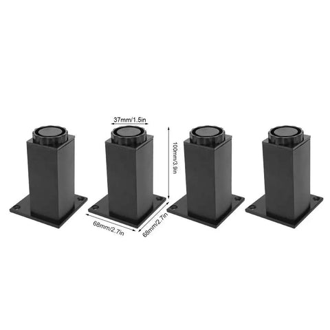 Adjustable Aluminum Sofa Legs 4 Pack For Cabinets And Furniture, Beefy Heavy Duty Feet In Black, Easy Leveling 100mm To 120mm Heights