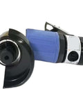 Heavy Hitting Pneumatic Angle Die Grinder Air Powered Compact Workhorse Adjustable Power Regulator close-up view showing the black head and blue body.