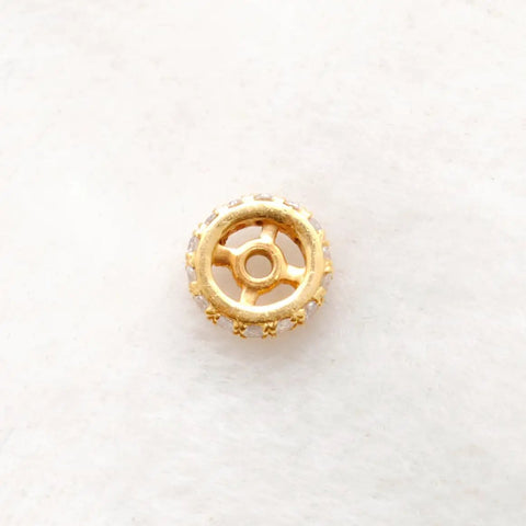 Next Level 8mm 14K Solid Yellow Gold Pave Diamond Rondelle Spacer Bead For Diy Jewelry Crafting Legit Premium Sparkling Metal Finding Components Total Flex Design Piece