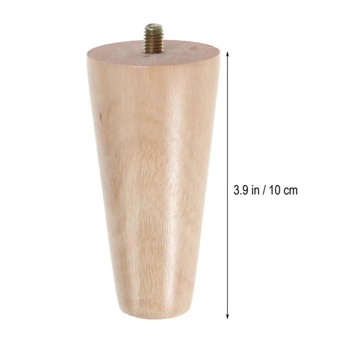 Solid Wood Furniture Legs Kit Four Pieces With Non Slip Feet For Tables Sofas Cabinets And Wardrobes Easy Install Stable Support Diy Friendly Replacement Upgrade For Durable Reusable Wood Furniture Feet showing a 3.9 inch wooden leg