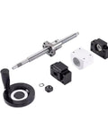 Heavy Duty SFU2010 Ball Screw And HGR20 Linear Rail Kit With Four HGW20CC Carriage Blocks For CNC Routers Zero Drag Smooth Ride Upgrades Your Garage Build Rig 1000mm components laid out on a white background.