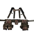 Camo Tool Belt With Suspenders From Original Series 85035 Heavy Duty Pro Grade Construction Belt With Barrel Bottom Pouches, Mossy Oak