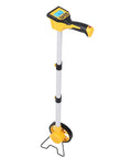 Fafeicy Digital Display Measuring Wheel with Backlit Screen in yellow and black, showing a bright screen, ideal for precise measurements.