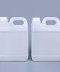 Two white heavy duty HDPE water containers with handles and lids tamper cover, ideal for oils, dyes, and DIY projects.