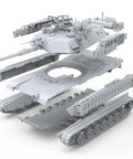 Exploded view of 1/72 M1A2 SEP Abrams TUSK II Ready To Assemble Model Kit With Photo Etched Parts, Includes English Instructions, Glue And Paint Not Included, Totally Detailed Modern Army Tank Build For Hobbyists.