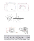 Technical diagram of KP08 bearing bracket for T8 Lead Screw Set For 3D Printers And CNC Machines, shows dimensions and details.