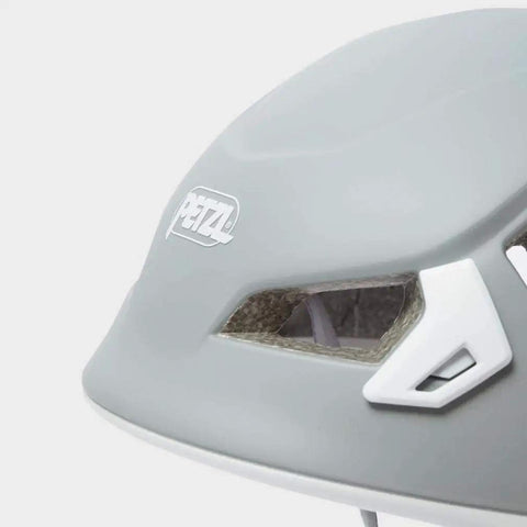 Close-up of Meteor Lightweight Helmet For Climbing And Ski Touring, Ultra Lightweight 240g In Mold Build, Gray, Size S/M