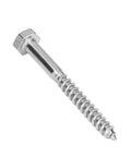 Half Thread Wood Hex Lag Self Tapping Screws M6x60mm in A2-70 stainless steel, shown in front view, for carpentry and decking projects.