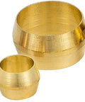 Essential 110 Piece Brass Compression Sleeve Ferrule Kit For Quarter To One Half Inch Tubing, detailed view of brass ferrules