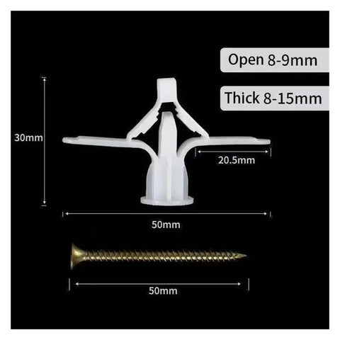 Must Have 50 Piece Drywall Anchors And Zinc Plated Screws Kit With Nylon Wall Plugs For Hollow Walls Quick Install Fasteners Set.