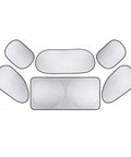 6PCS Reflective Car Windshield Sunshade Kit with foldable magnetic side window shades and storage bag, silver coated UV heat shield