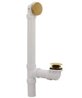 Slick Sch 40 Pvc Bathtub Waste Assembly With Illusion Overflow Plate And Tip Toe Drain Plug Polished Brass Finish, showing pipes and drain components.