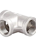 One Half Inch NPT Tee Female 3 Way Pipe Fitting Cast Stainless Steel 304 Durable High Pressure Up To 150 PSI And Temperature Range From Minus 65 To 250 F Pack Of Two For DIY Home Plumbing Water Oil Gas And Air Lines