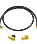Ham Radio Antenna Extension Relocation Cable With SMA Male Right Angle To Female RG58 Coaxial Cable 1m shown coiled