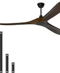 60 Inch Wood Ceiling Fan With Remote Control No Light Reversible DC Motor 3 Dark Walnut Blades For Indoor Outdoor Use