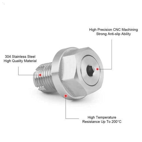 Oversize Piggyback Oil Drain Plug Fits M14.1 Self Tapping Stainless Steel Thread Repair Kit With Sealing O Ring To Stop Leaks And Save You Time. 304 stainless steel drain plug
