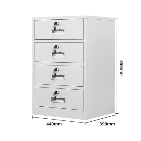 Lockable White Metal Filing Cabinet Four Drawer Office Storage Unit With Adjustable Shelves For Secure Documents And Home Or Office Use