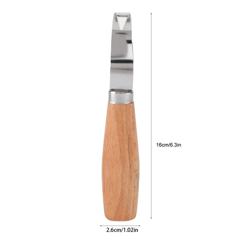 Tough As Nails Pro Grade High Carbon Steel Wood Carving Chisels And Ultra Sharp Precision Gouges with wooden handle and curved blade.