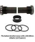 Enduro Grade BSA Threaded Bottom Bracket With Ceramic Bearings 68 To 73mm Shell, adapter and 3 spacers visible